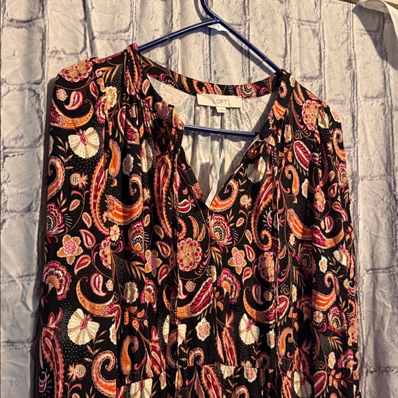 Loft Women’s Paisley Print Long Sleeve Dress - Picture 2 of 9